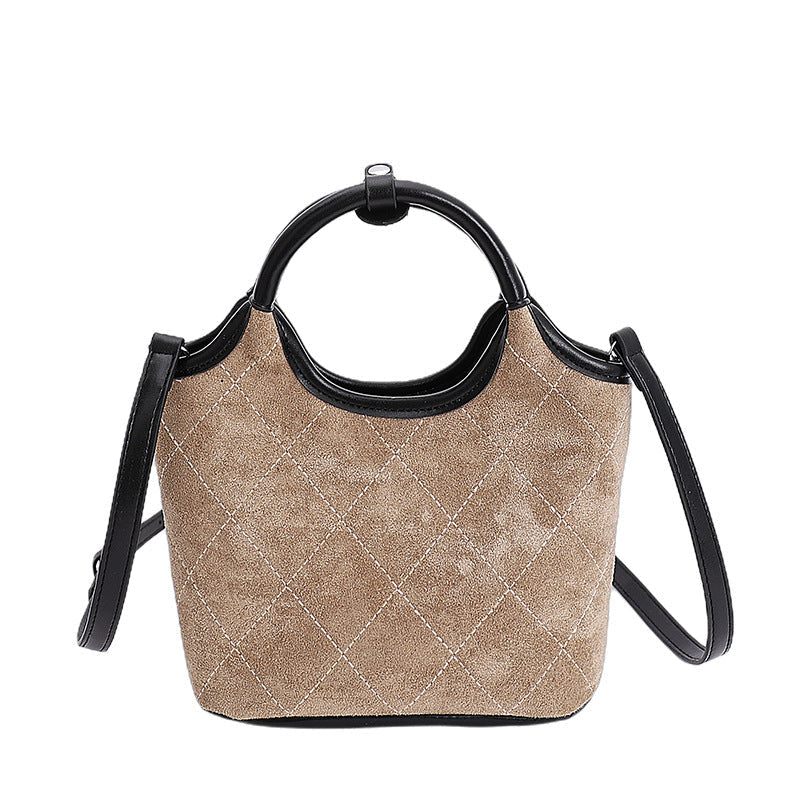 Damen elegante Handtasche aus hochwertigem Wildleder und Lederakzenten