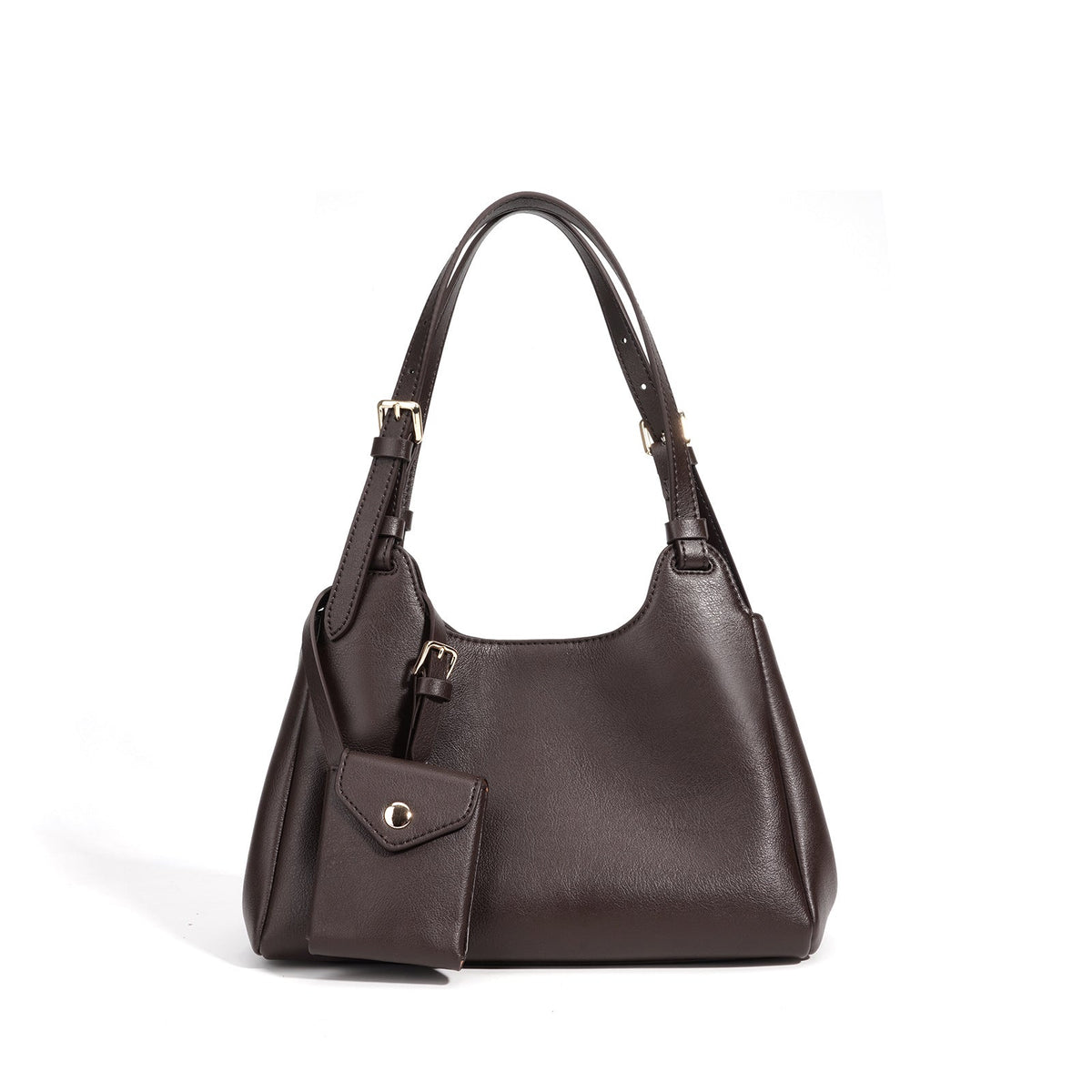 Damen Hobo-Tasche aus hochwertigem Leder mit abnehmbarem Mini-Brieftasche