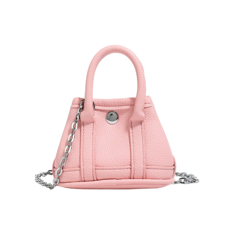Damen Mini-Handtasche mit glatter Struktur und abnehmbarem Kettenriemen