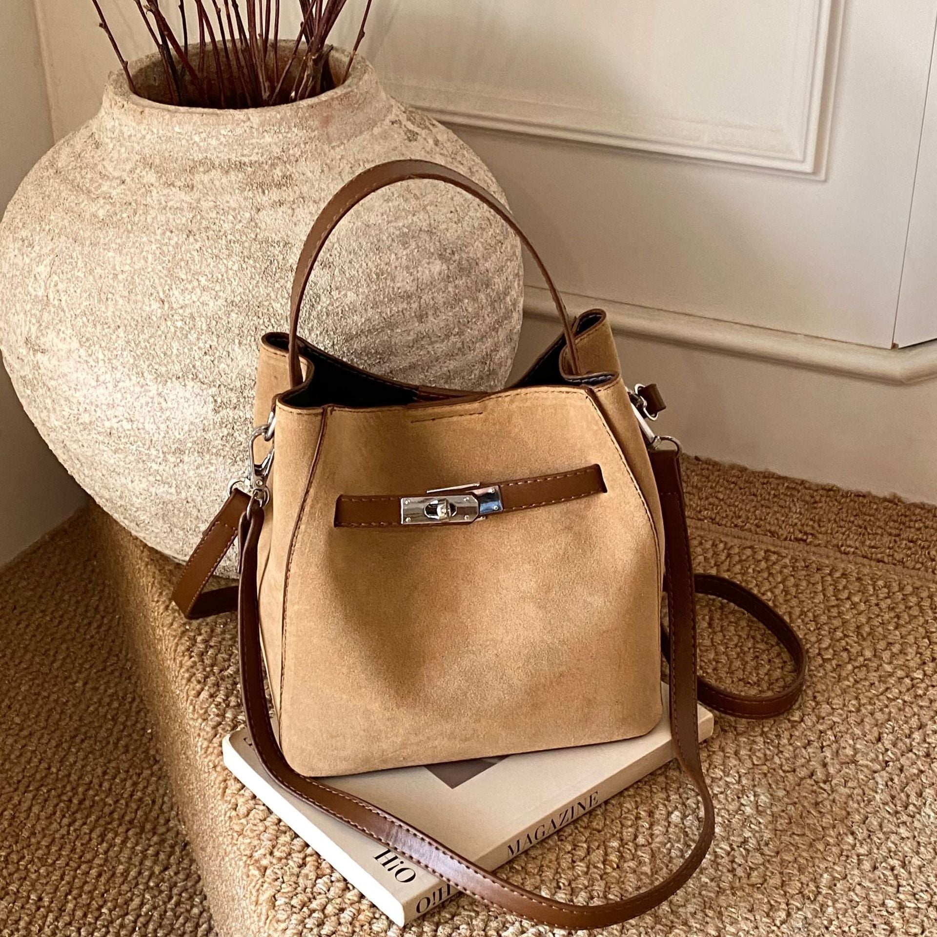 Damen elegante Wildleder Tote Bag