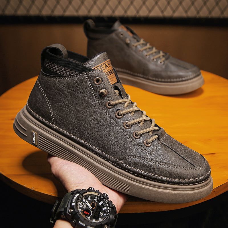 Damen High Sneakers aus echtem Leder mit einer stabilen Sohle und gepolsterter Außensohle