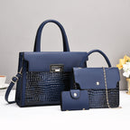 Damentaschen-Set mit luxuriösem Krokodilleder-Look und abnehmbarer Clutch