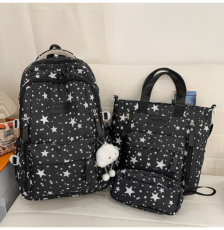 Sternenbedruckter Mehrzweck-Schulrucksack und Tragetasche Set