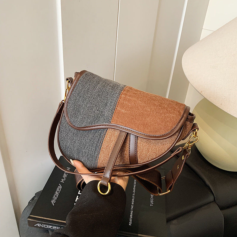 Damen-Schultertasche aus strapazierfähigem Denim mit verstellbarem Schulterriemen