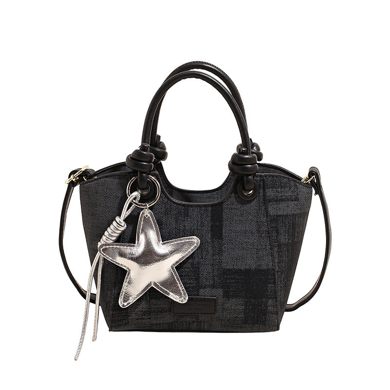 Damen Mini-Handtasche mit modischer Stern-Schlüsselanhänger