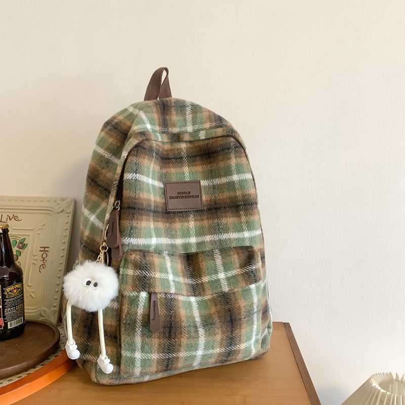 Gemütlicher Karo-Muster-Schulrucksack