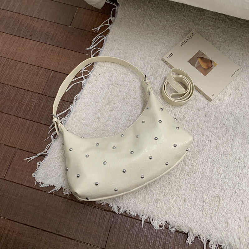 Damen lässige Schultertasche mit eleganten Perlenakzenten