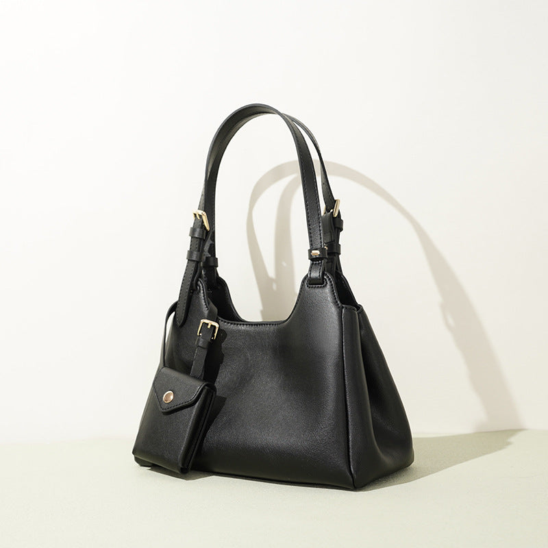 Damen Hobo-Tasche aus hochwertigem Leder mit abnehmbarem Mini-Brieftasche
