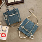 Damen Mini Shopper Tasche mit luxuriösem Kettenanhänger
