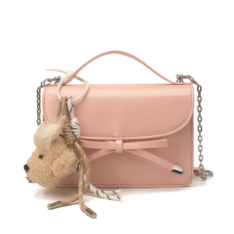 Damen elegante Mini-Handtasche mit süßem Anhänger