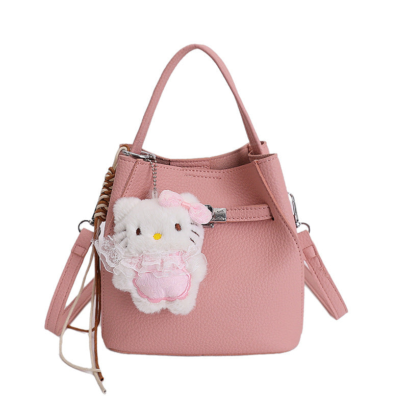 Damen Mini-Handtasche mit süßem Anhänger