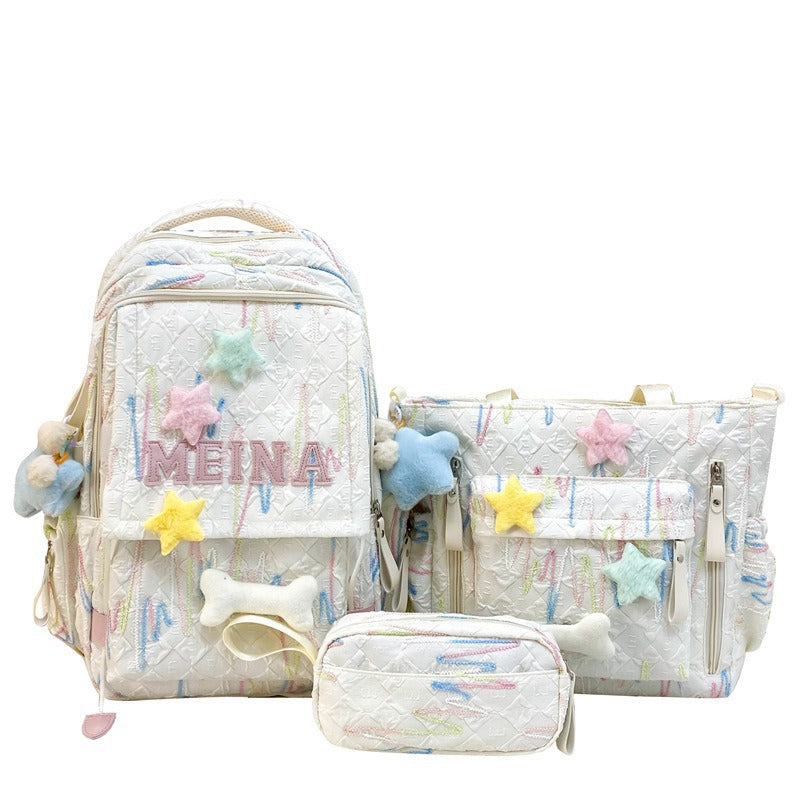 Niedlicher gesteppten Schul-Rucksack und Tragetasche Set