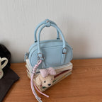 Damen Mini-Handtasche mit abnehmbarem Teddy-Schlüsselanhänger