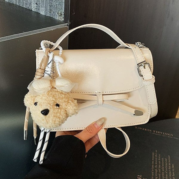 Damen elegante Mini-Handtasche mit süßem Anhänger