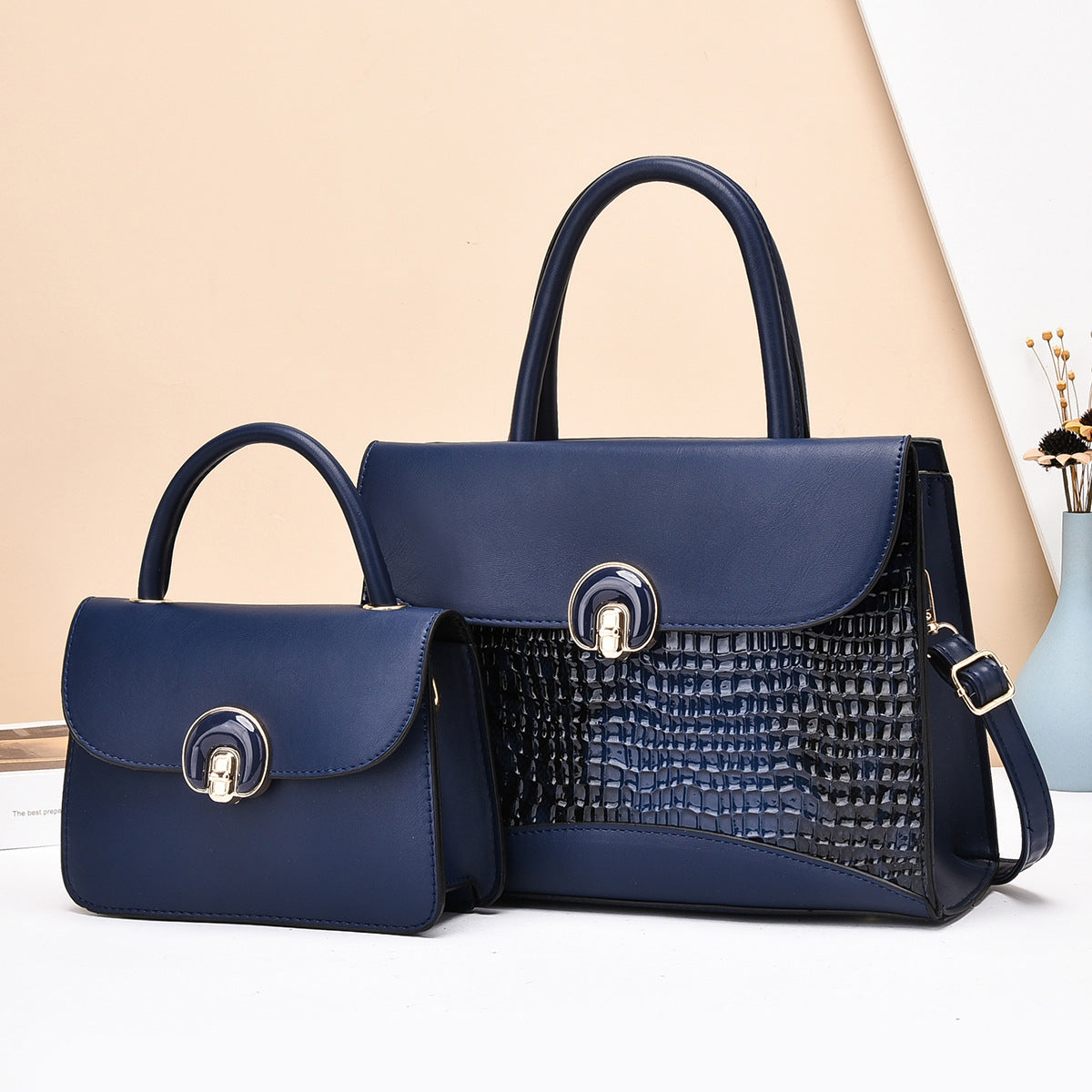 Damen Handtaschen-Set mit luxuriösem Krokodilleder-Design