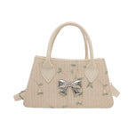 Damen Mini-Tasche mit floralen gewebten Design und stilvollem Schleifendetail