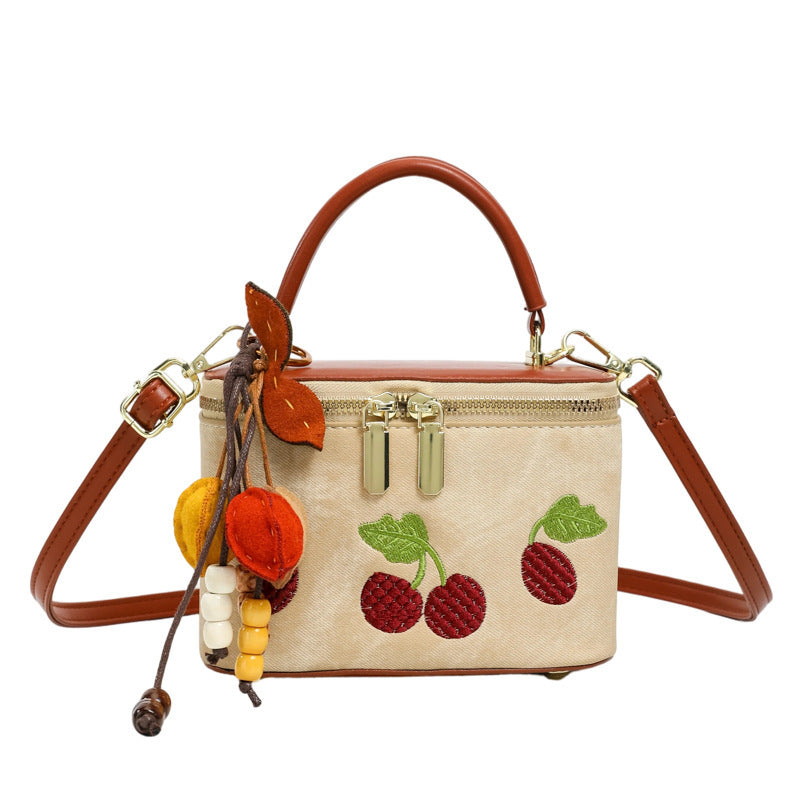 Damen praktische Schultertasche mit süßem Obstmotiv und praktischem Innenfach