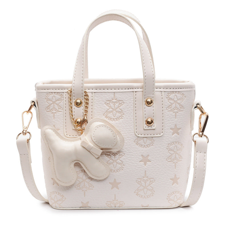 Damen Mini-Handtasche mit verspieltem Hund Charm