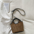 Damen elegante Handtasche aus hochwertigem Wildleder und Lederakzenten