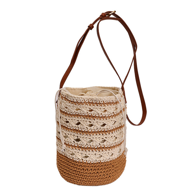 Damen gehäkelte Tasche mit modischem Kordelzug