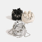 Damen Mini Rucksack Tasche mit elegantem Kettenhenkel und feiner Textur