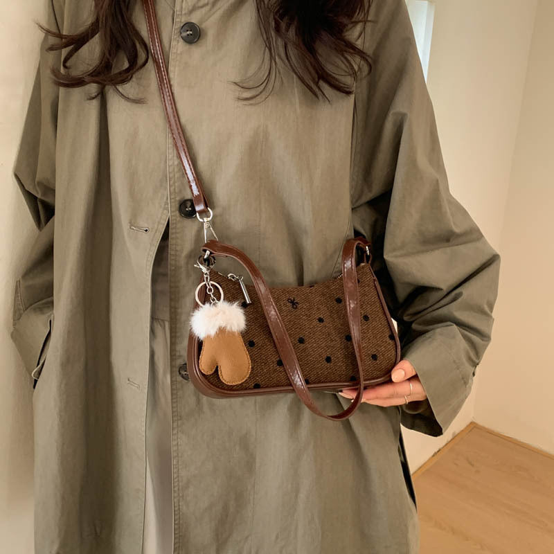 Damen trendige Mini-Handtasche mit verspieltem Tieranhänger