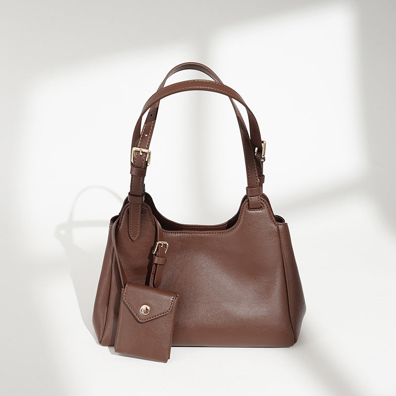 Damen Hobo-Tasche aus hochwertigem Leder mit abnehmbarem Mini-Brieftasche