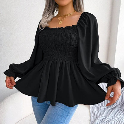 Blouse Cripes à col rectangulaire | Hannie