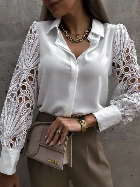 Blouse Cripes à manches semi-transparentes | Colleen