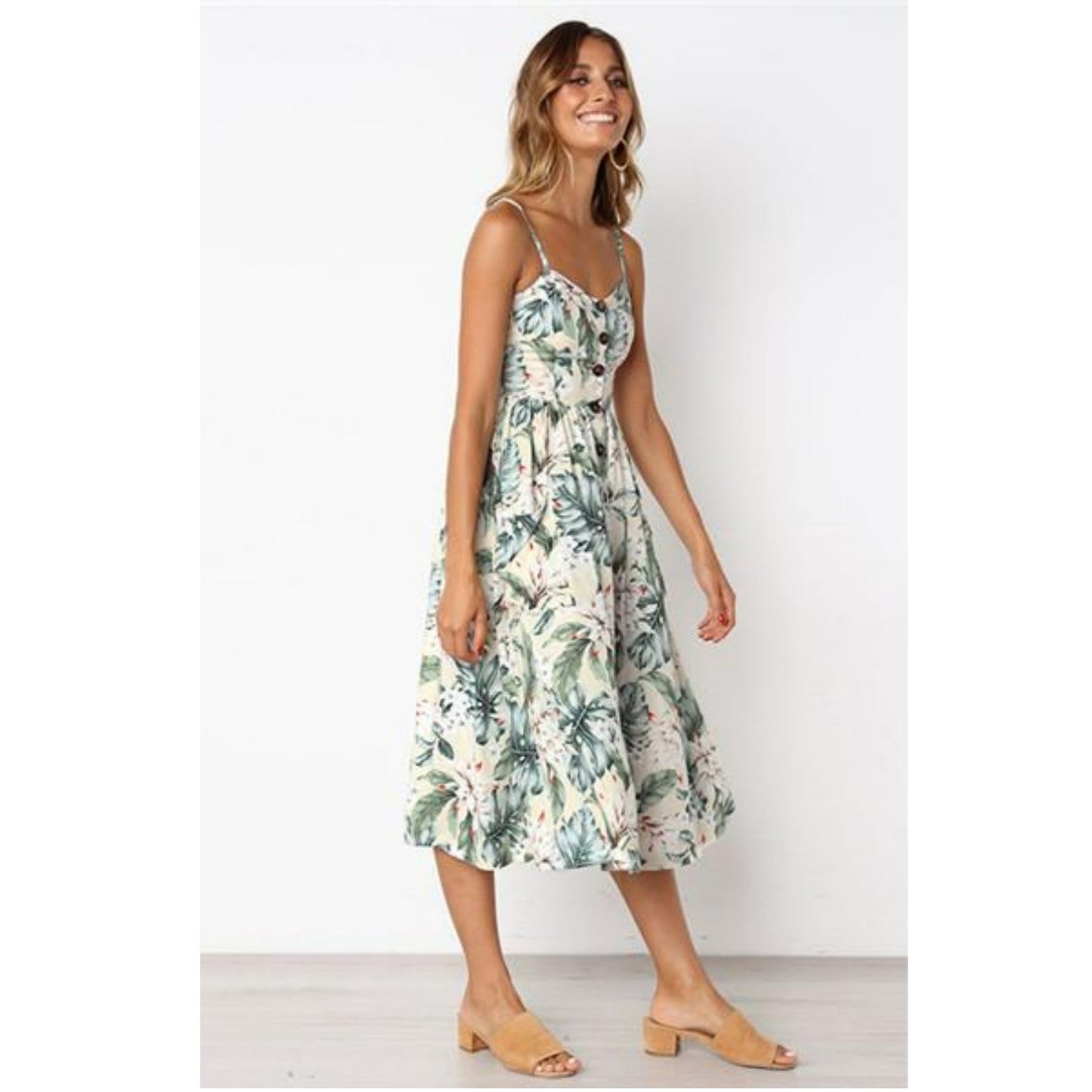 ModeParisienne® Robe d'été douce et dos nu à imprimé fleuri