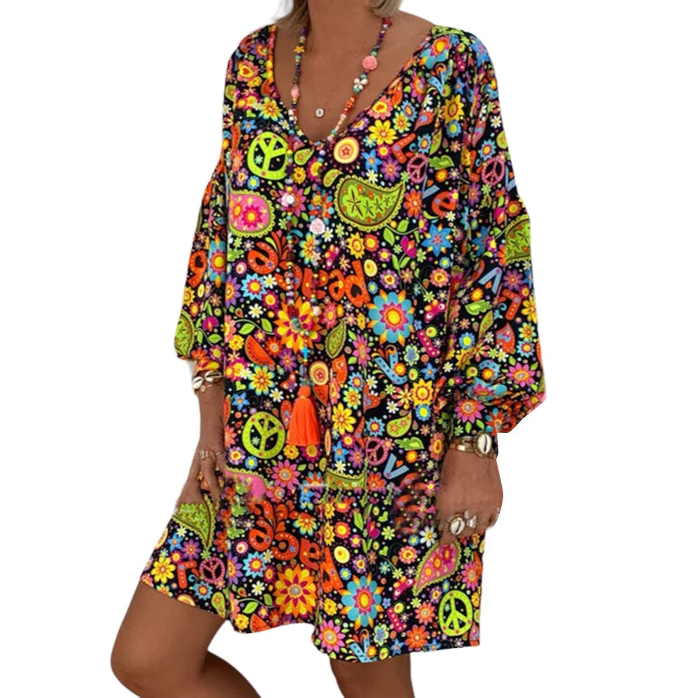 Cripes - robe boho mini grande taille décontractée