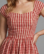 Dames Vichy Ruit Midi Jurk
