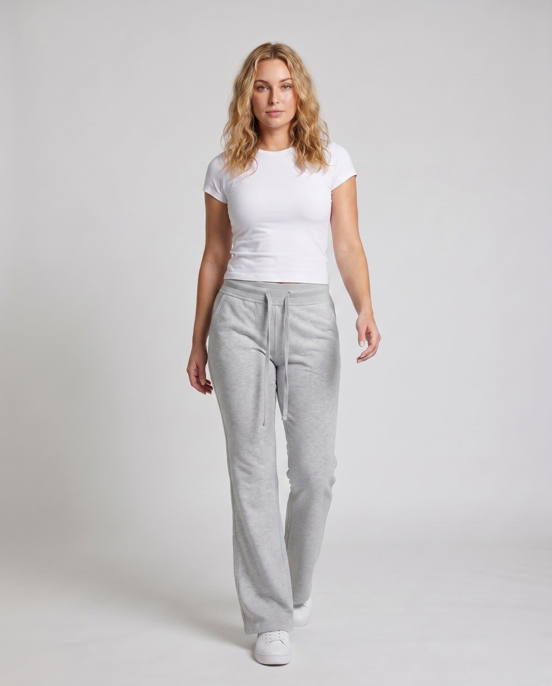 Damen bequeme Sweatpants mit einem hohen Komfortbund, Kordelzug und Seitentaschen
