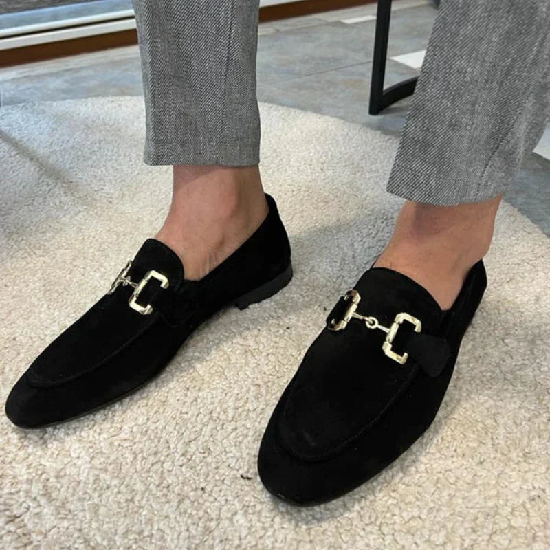 Mocassins en daim avec boucle en métal