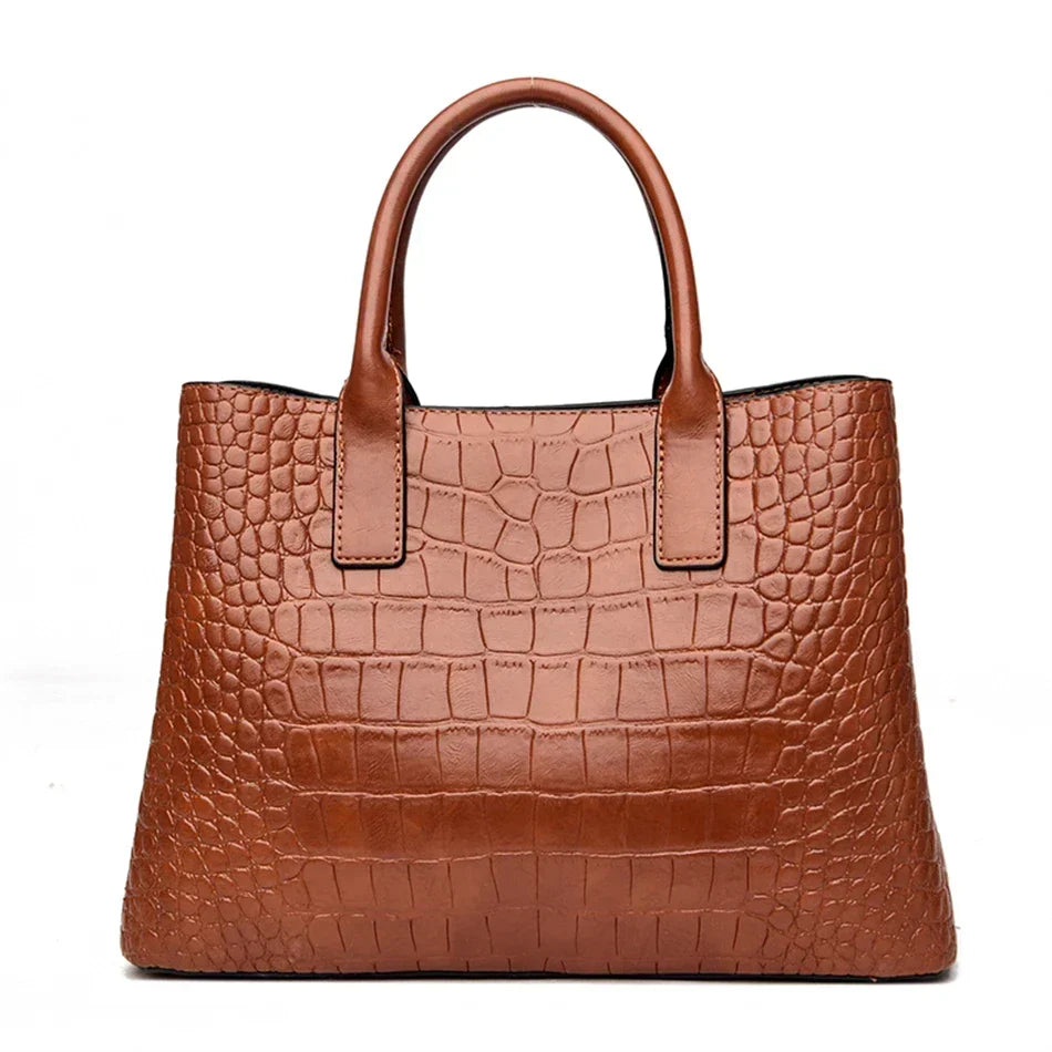 Große Croco-Handtasche mit Schultergurt