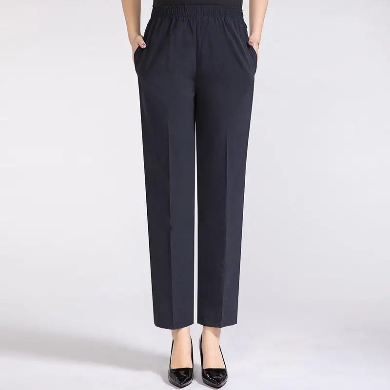 Zoé | Pantalon stretch Neat pour femme avec taille haute.