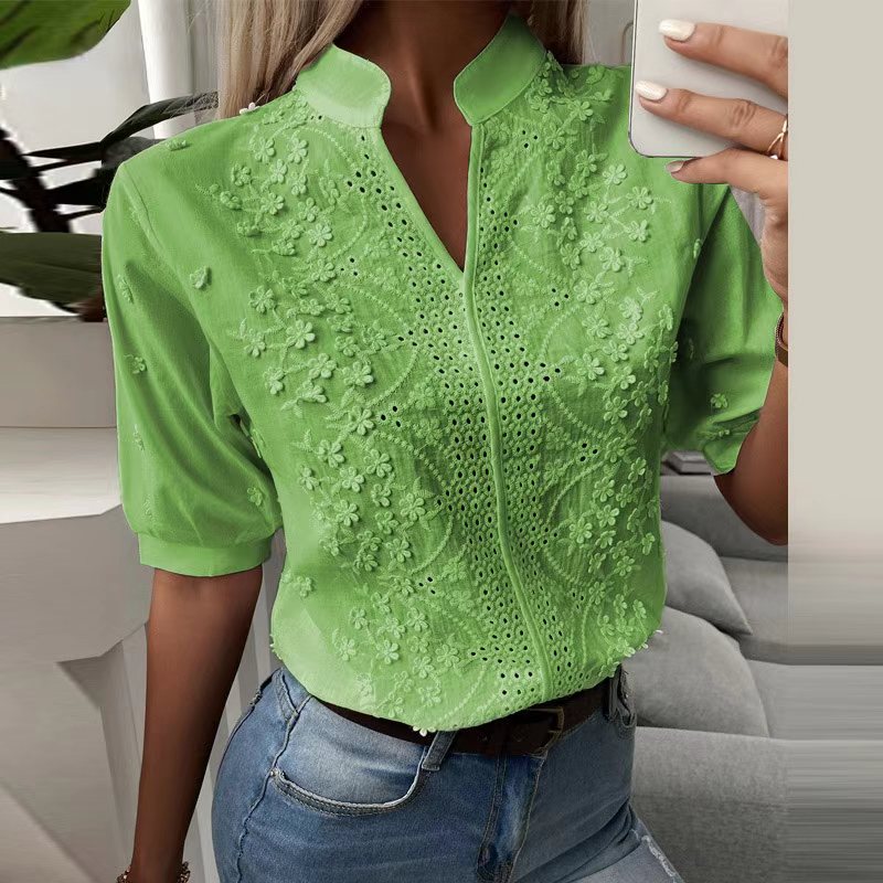 Luna™ - Blouse raffinée à manches courtes