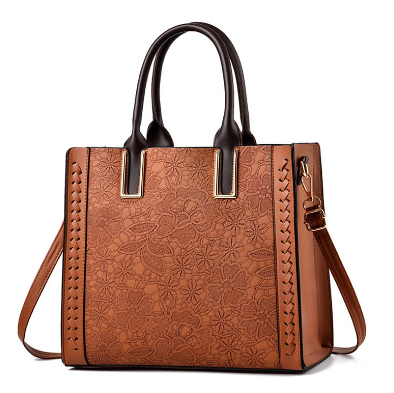 Prägte Vegan Leder Top Handtasche