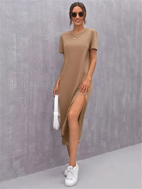 Robe-chemise Cripes pour femme avec jambe ouverte