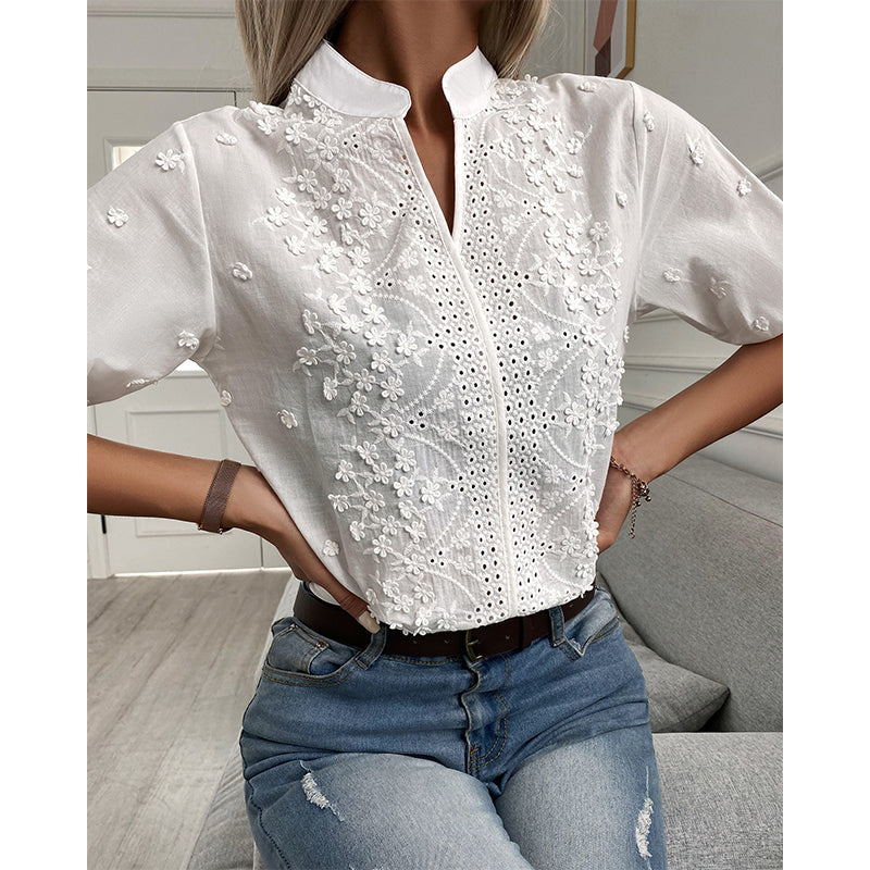 Luna™ - Blouse raffinée à manches courtes