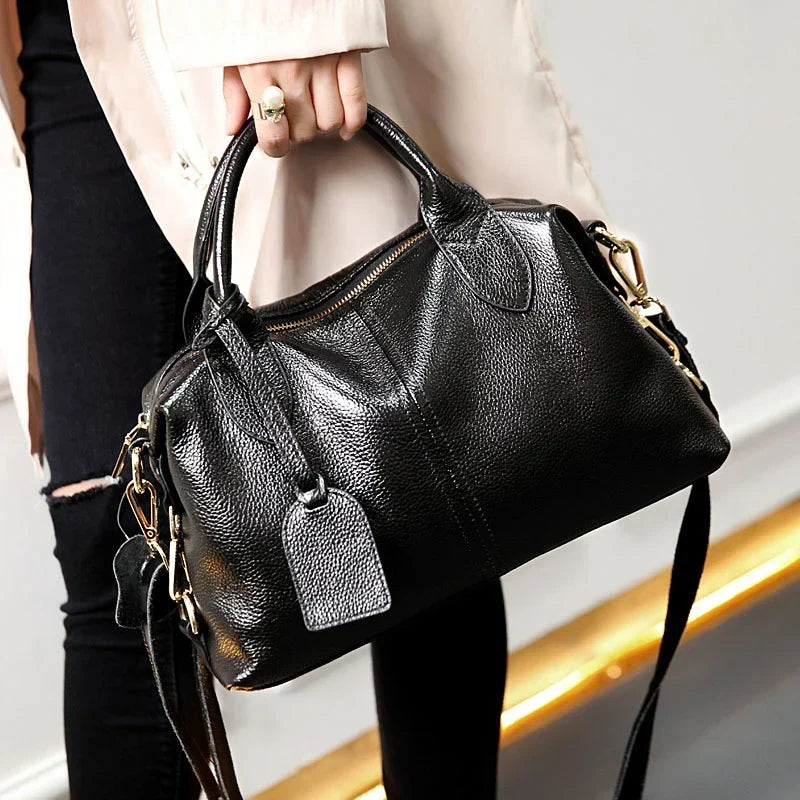 Texturierte Leder Schulterhandtasche