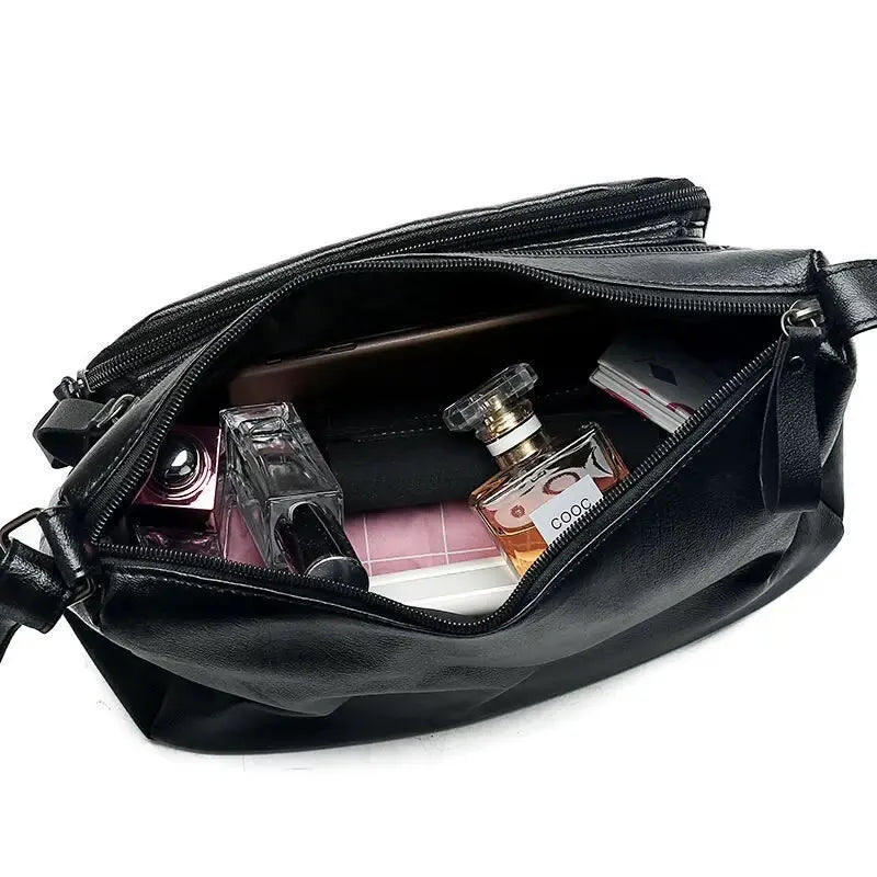 Multi-Taschen Leder Schultertasche