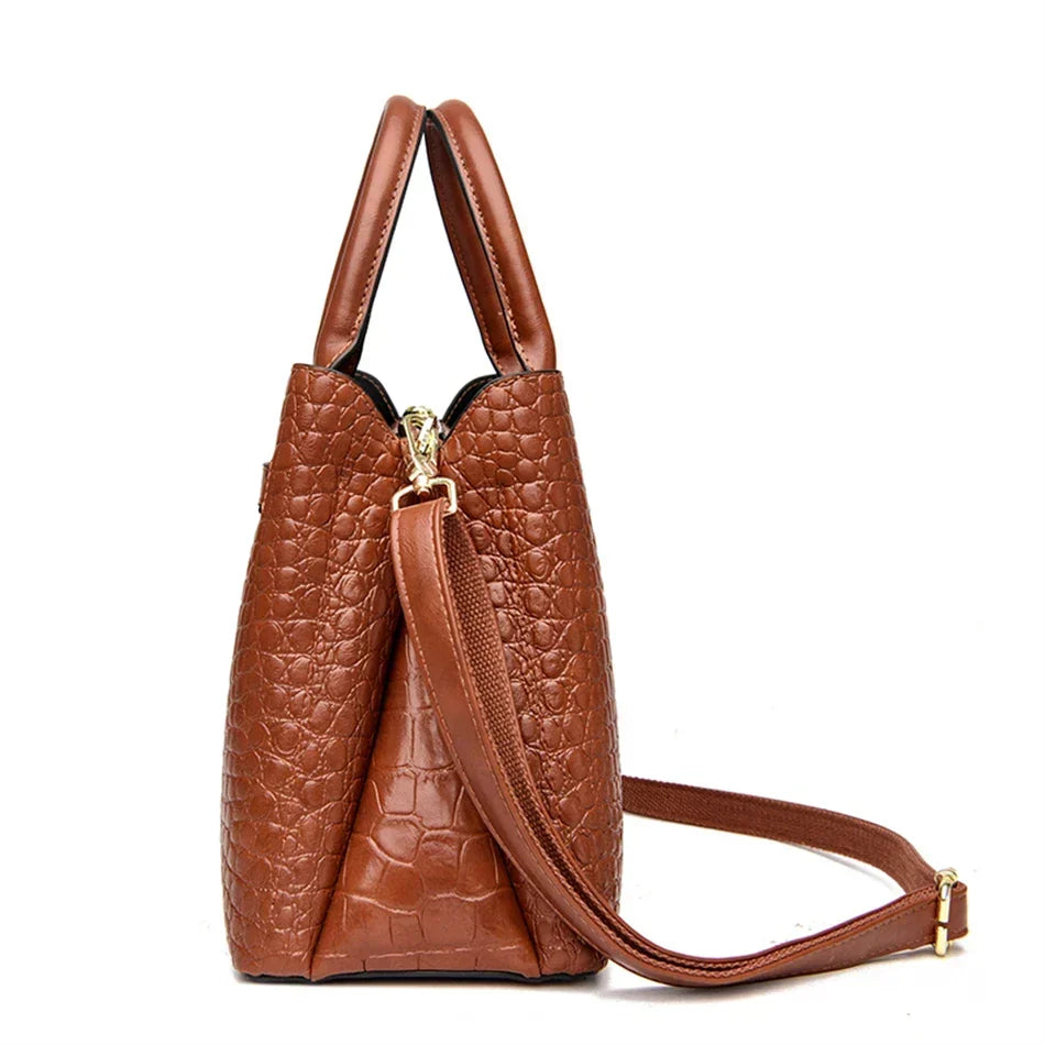 Große Croco-Handtasche mit Schultergurt