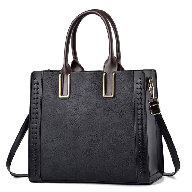 Prägte Vegan Leder Top Handtasche