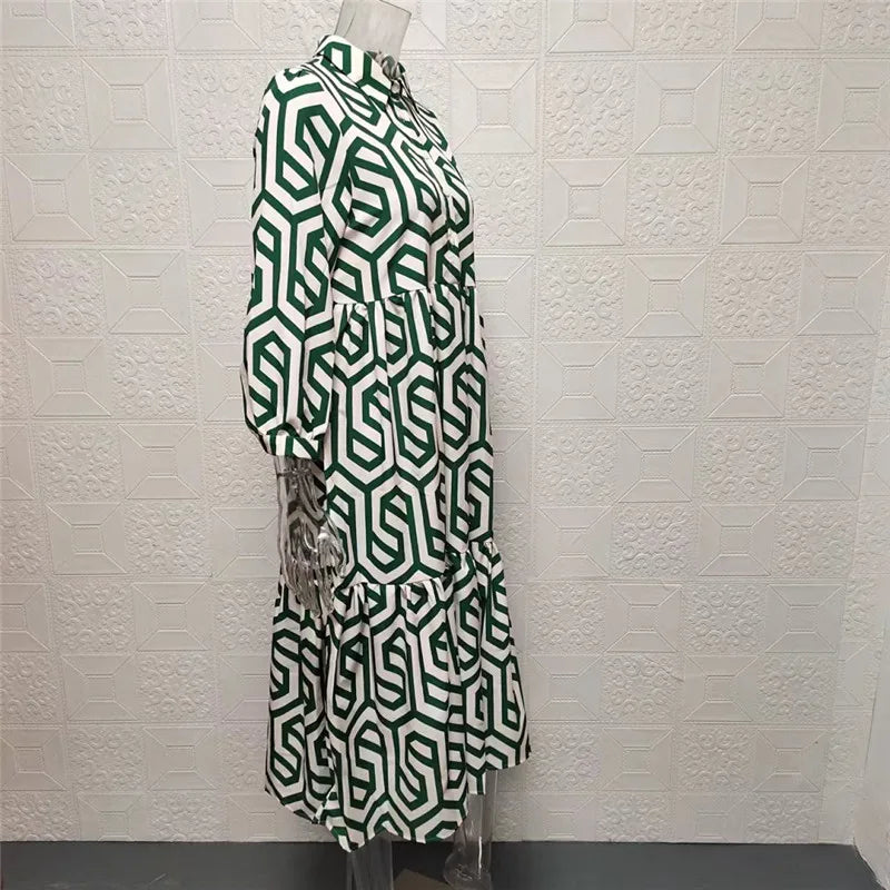 Robe à manches longues à motifs géométriques