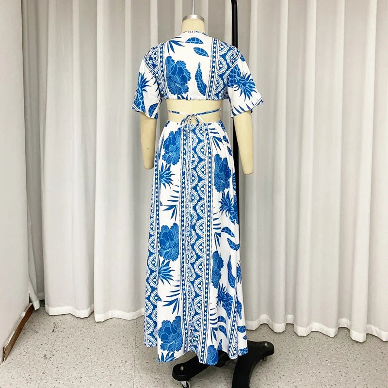 Crêpes | Robe d'été maxi imprimé unique