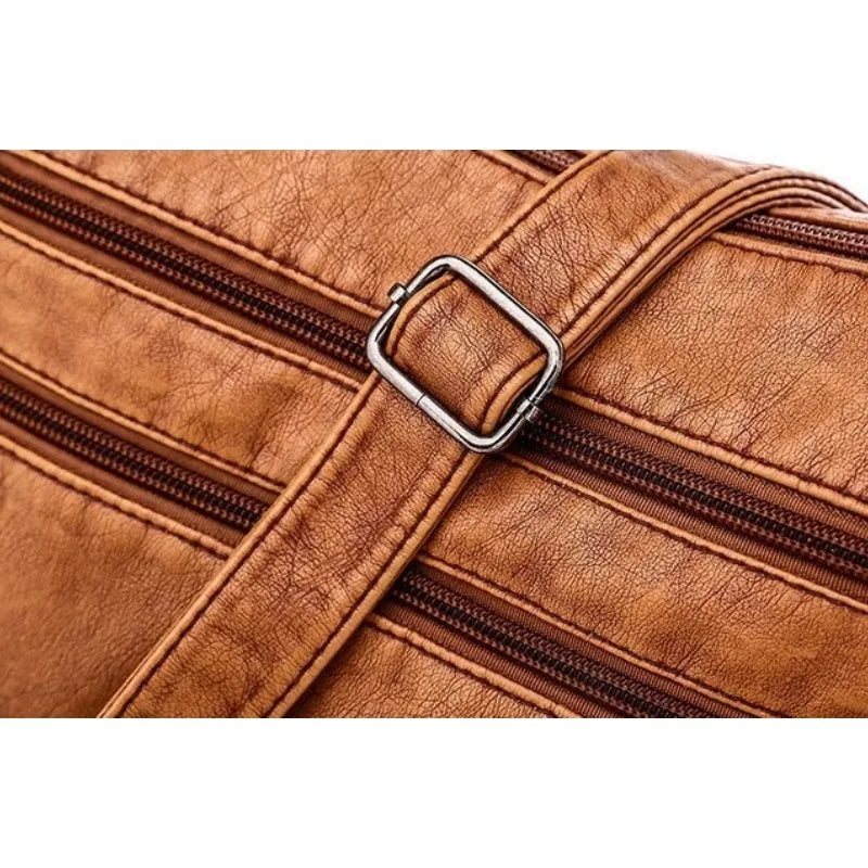 Mehrfach-Taschen Schultertasche aus Leder