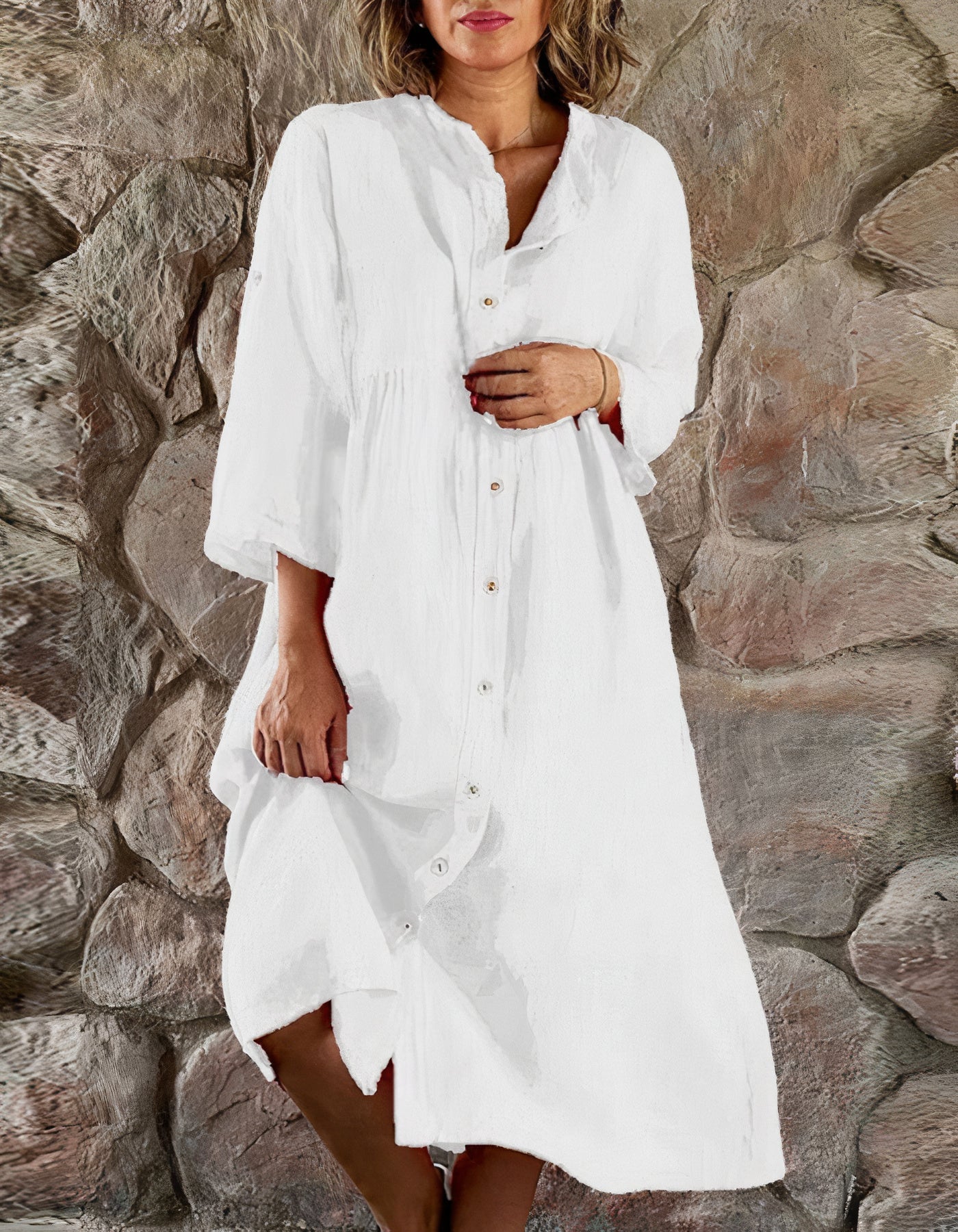 Robe de plage en coton et lin