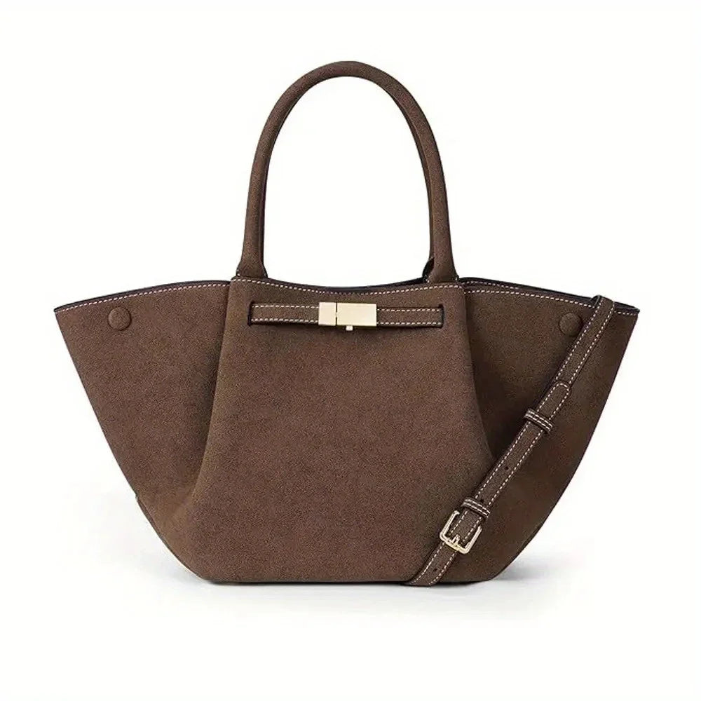 Große Wildleder Schulterhandtasche