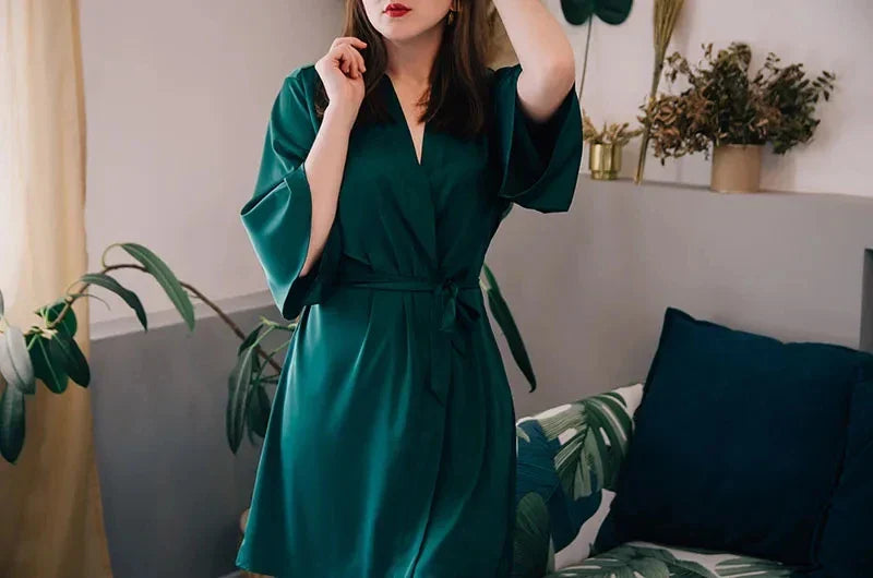 Cripes Peignoir Robe Satin - Vêtements De Nuit